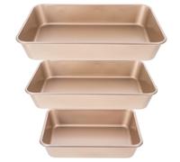 FOMIYES 3pcs Carbon Steel Rectangular Baking Pans Set for Oven Use with Even Heat Distribution and Easy to Clean, Deep Golden Cake Pans for Toaster Ovens and Baking Cookies Or Brownies