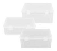 FOMIYES 3pcs Card Storage Box Set Small Medium Large Plastic Organizer with Lids for Desktop Business Cards Trading Game Storage Multipurpose Display Case for Home and Office