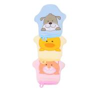 FOMIYES 3pcs Cartoon Bathing Gloves for Soft Body Scrub Shower Mitts in Yellow Blue Pink Exfoliating Foaming Gloves for Skin Care and Massage Bath Accessories