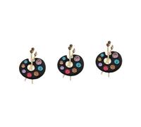 FOMIYES 3pcs Chinese Style Paint Palette Brooch Pin for Women Elegant Black Rhinestone Lapel Accessory Secure Fit Exposure Shawl Clip for Suits Versatile Fine Craftsmanship for Tea Parties