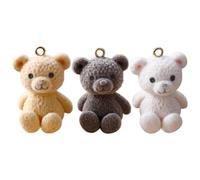 FOMIYES 3pcs Cute Bear Charms for Jewelry Making, Small Flocked Pendants in Coffee, White, and Beige, DIY Bracelet and Necklace Accessories for Adult Crafting