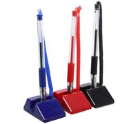 FOMIYES 3pcs Desktop Gel Ink Security Pens with Base Holder, Anti-theft Reception Desk Counter Pens for Bank and Hotel Use, Black Blue Red Ink