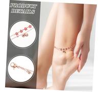 FOMIYES 3pcs Double Layer Bell Anklet for Women Adjustable Lightweight Foot Jewelry Summer Beach Accessory with Peach Blossom Motif Comfortable Design