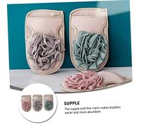 FOMIYES 3pcs Double-Sided Bathing Gloves with Soft Mesh for Exfoliating Cleaning Wash Mitts for Shower and Bath Gentle Scrub Sponge Mitts in Green Light Brown and Pink
