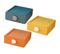 FOMIYES 3pcs Drawer Type Storage Box Set Stationery Organizer Boxes Desk Sundries Storage for Office and Student Dormitory Colorful Trays in Dusk Orange, Mango Yellow, and Tranquil Blue