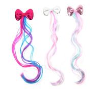 FOMIYES 3pcs Girls Hair Extensions Hair Accessories Colorful Butterfly Bow Silver and Pink Colors