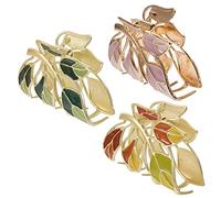 FOMIYES 3pcs Leaves Hair Claw Clips for Women and Teens Durable Metal Long Hair Clamps with Colorful Enamel Finish for Daily Wear Parties Weddings