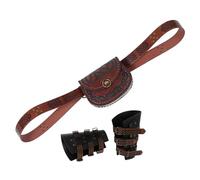 FOMIYES 3pcs Medieval PU Belt Bag and Arm Bracers for Viking Cosplay Renaissance Festivals Protective Wrist Guards with Embossed Design Convenient Waist Pouch for Item Storage