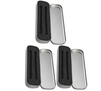 FOMIYES 3pcs Metal Pencil Box Set with Sponge Lining, Hard Square Pen Storage Case for Students and Artists, Silver Metal Pencil Organizer Suitable for School and Office Use