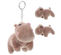 FOMIYES 3PCS Mini Hippo Plush Keychains Soft Small Animal Charms for Backpacks, Purses, and Tote Decoration Cute Wildlife Keyrings for Women Accessories