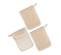 FOMIYES 3pcs Natural Cotton Soap Bag Exfoliating Loofah Travel Bath Sponge Holder for Shower and Body Scrubbing