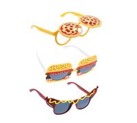 FOMIYES 3pcs Novelty Burger Hot Dog Pizza Sunglasses Clear Lens Party Props for Luau Summer Birthday Christmas Costume Fun Photo Booth Accessories
