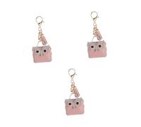 FOMIYES 3pcs PU Leather Owl Coin Purse Keychain Cute Mini Card Holder Pouch Pink Dual Function Coin Wallet with Cartoon Owl Charm for Backpack and Headphone Attachment