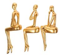 FOMIYES 3pcs Resin Thinker Sculpture Set Abstract Sitting Figurines Modern Home Decor for Living Room Bookshelf Accent, Nordic Style Decorative Resin Craft Ornament