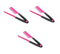 FOMIYES 3pcs Shape Folding Hair Straightener Comb Red Portable Hair Brush Painless Bristles Minimize Breakage and Split Ends Easy to Clean Styling Tool for Home and Travel