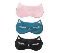 FOMIYES 3pcs Silk Cat Eye Mask with Cute Animal Pattern Lightweight Blackout Sleep Mask for Travel Hotel Night Rest Nap and Relaxation Comfortable Skin-Friendly Cover in