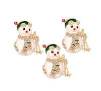 FOMIYES 3pcs Snowman Pin Brooch for Women Cute Enamel Holiday Cartoon Badge with Rhinestone Winter Lapel Pins for Xmas Party Decorations and Christmas Outfit Accessories