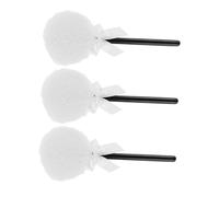 FOMIYES 3pcs Soft Long Hair Makeup Puff Face Powder Puff Handle for Pressed Powder Body Applying Fluffy Texture