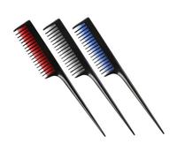 FOMIYES 3pcs Tip Tail Combs and Detangling Plastic Hair Combs Set with Long Handles for Household Hairdressing and Professional Styling in Black, Red, and Blue