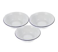 FOMIYES 3pcs Vintage White Enamelware Bowls 16cm Rimmed Deep Soup and Salad Bowls Kitchen Mixing Basins for Food Prep and Serving