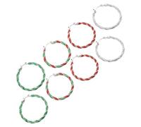 FOMIYES 4 Pairs Christmas Hoop Earrings Alloy Twisted Spiral Candy Cane Design Lightweight Holiday Party Jewelry for Women Festive Dangle Accessories