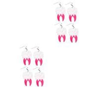 FOMIYES 4 Pairs Halloween Teeth Earrings for Women Gothic Punk Statement Jewelry Gift Quirky Dangle Earring for Parties Cosplay Daily Wear Exaggerated Fun Design in Pink