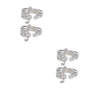 FOMIYES 4 pcs Adjustable Musical Note Rings for Women Open Finger Bands with Rhinestones Music Symbol Statement Jewelry for Parties Performances and Daily Wear