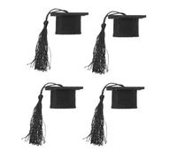 FOMIYES 4 Pcs Black Mini Doctoral Caps Made of Hard Felt with Tear-resistant Design and Tassel Pendant Decoration, for Party and Office Bottle Or Doll Accessories