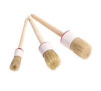 FOMIYES 4 Pcs Car Cleaning Brush Car Detailing Brush Baking Pastry Baste Bristle Round Bristle Chalk Oil Painting Wooden Handle Oil Paint
