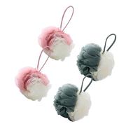 FOMIYES 4 Pcs Large Double Balls Mesh Pouf Shower Sponge for Adults Exfoliating Soft Bathroom Scrub Multipack Durable Material with Comfortable Lather Random Colors for Home Random Color