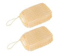FOMIYES 4 Pcs Natural Exfoliating Sisal Sponge Pads with Lanyard for Body Scrubbing and Gentle Skin Cleaning Bath Polish for Home Use Suitable for All Skin Types