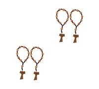 FOMIYES 4 pcs Natural Wood Cross Prayer Beads Bracelet Knotted Wooden Beads Wristband for Men and Women Comfortable Fit Religious Jewelry for Daily Wear and Spiritual Accessories