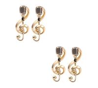 FOMIYES 4 Pcs Vintage Music Theme Brooch Pin Set Retro Microphone and Musical Note Lapel Pins for Music Lovers Stylish Artistic Decorative Accessories