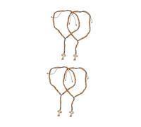 FOMIYES 4 pcs Wooden Beaded Necklace with Cross Crucifix Pendant Durable Natural Rosary Beads Cord Religious Christian Prayer Jewelry for Women Men Car Hanging Ornament