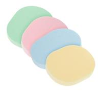 FOMIYES 4 Pieces Compressed Oval Facial Sponges for Cleansing and Makeup Removal, Soft Green Blue Pink Yellow Face Sponges for, Portable Skin Exfoliating Pads for Daily Skincare Routine