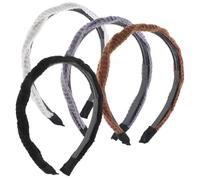 FOMIYES 4 Pieces Knitted Braided Headbands for Women, Thick Hair Accessories Set in Black, Grey, Coffee, Beige, Fashion Hairbands for Teens and Adults, Suitable for Daily Wear and Casual Styling