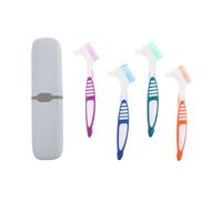 FOMIYES 4 Sets Denture Toothbrush Kit with Dual-Angle Brushes and Portable Retainer Cleaning Case, Pp Material, Complete Coverage for Travel and Dining, False Teeth Brush for Retainers