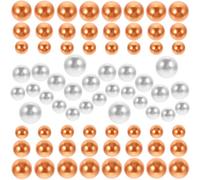 FOMIYES 400pcs Faux Drift Pearls Vase Filler Beads Set in Orange and White, Mixed Sizes 10mm/12mm/14mm for DIY Vase Decor and Home Decoration