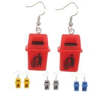 FOMIYES 4Pairs Trash Bin Shaped Earrings for Women Funny Dangle Earrings Bright Colors Unique and Durable Dustbin Earrings for Personal Style and Costume Accessories