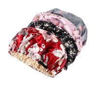 FOMIYES 4Pcs Adjustable Satin Double Layer Sleep Hat for Women and Cap with Hidden Flat Buckle Breathable Hair Bonnet for Bathing Face Washing Hair Care and Styling Maintenance