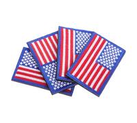 FOMIYES 4pcs American Flag Embroidered Patch with Blue Border, Hook and Loop Fastener, Iron-on Badge for Clothes, Backpacks, Jackets, Sewing Appliqué Accessories