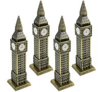 FOMIYES 4pcs Big Ben Model Alloy Statue England Architectural Prop Home Décor Sculpture 18cm Vintage Bronze London Building Ornament for Study and Living Room