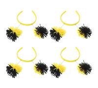 FOMIYES 4pcs Black Yellow Bee Pom Pom Headband Set, Fluffy Bumblebee Antenna Hairband for Women, Bee Ears Hair Accessory for Independence Day, Birthday Party, and School Play Decorations