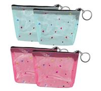 FOMIYES 4pcs Clear Coin Purse for Women Small Zipper Random Colors for Travel Shopping Everyday Use Durable Material with Retro Flower Print Design