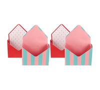 FOMIYES 4pcs Foldable Floral Bouquet Envelope Boxes, Small Stripe and Polka Dot Paper Flower Packaging Boxes, 8x5x3 Inch for Mother’s Day, Wedding Birthday Arrangements
