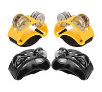 FOMIYES 4pcs Foot Tambourine Percussion Shaker Instrument Metal Jingle African Drum Accompaniment Foot Tambourine for Drummers