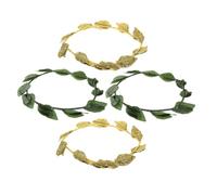 FOMIYES 4pcs Gold and Green Leaf Crown Headband Set, Cosplay Roman and Greek Goddess Hair Hoop for Weddings, Parties, Halloween, Fairy and Nymph Costume Accessories