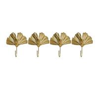 FOMIYES 4pcs Gold Metal Ginkgo Leaf Wall Coat Hook for Hat Key Scarf | Nordic Modern Decor Accent, Smooth Polished Finish, Space Saving for Bathroom, Closet Door, Handbags