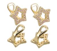 FOMIYES 4pcs Golden Glitter Tooth Grill Caps with Hollow Star Rhinestones for Men Women Shiny Hip Hop Costume Jewelry for Rapper Party Favors and Everyday Wear