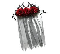 FOMIYES 4pcs Gothic Halloween Headband Flower Crown Black Veil Day of The Dead Party Headwear for Women